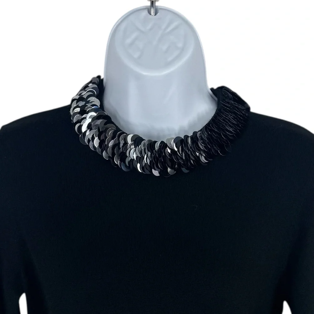 NWT Tuckernuck Black Sequin Trim Lina Sweater Crewneck Knit Top Size S - Picture 6 of 8